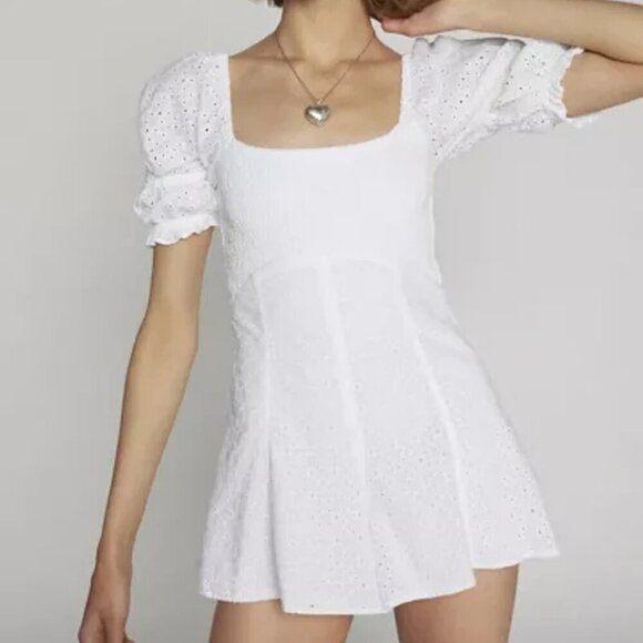 NWT UO Kimchi Blue Ivy Eyelet White Lace Romper - Picture 7 of 7